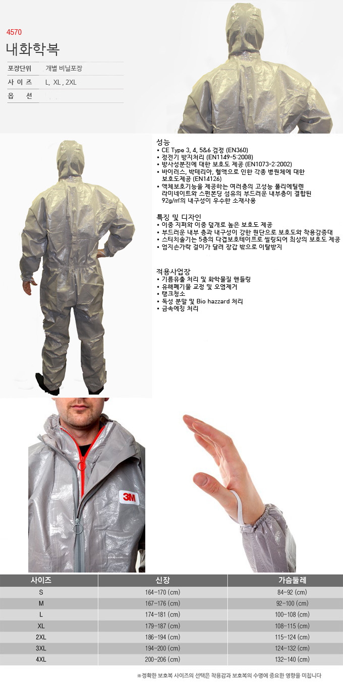 3M 4570 화학복