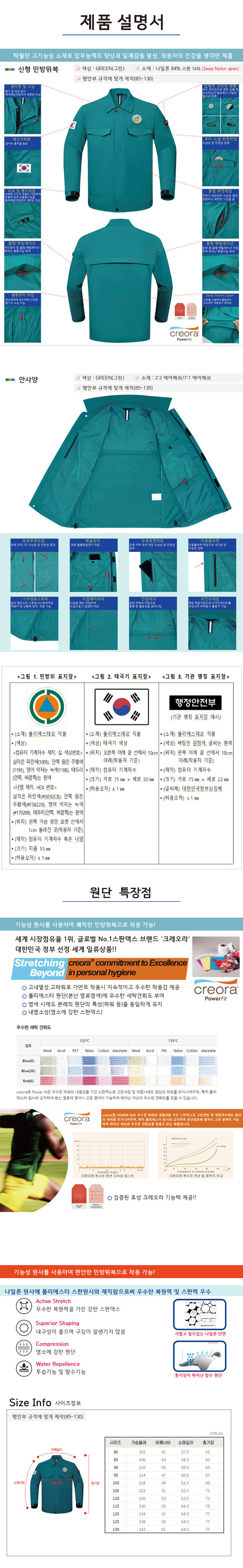 신형 민방위복 녹색