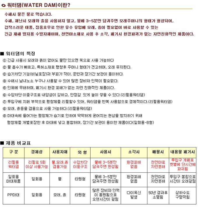 리필용 워터댐